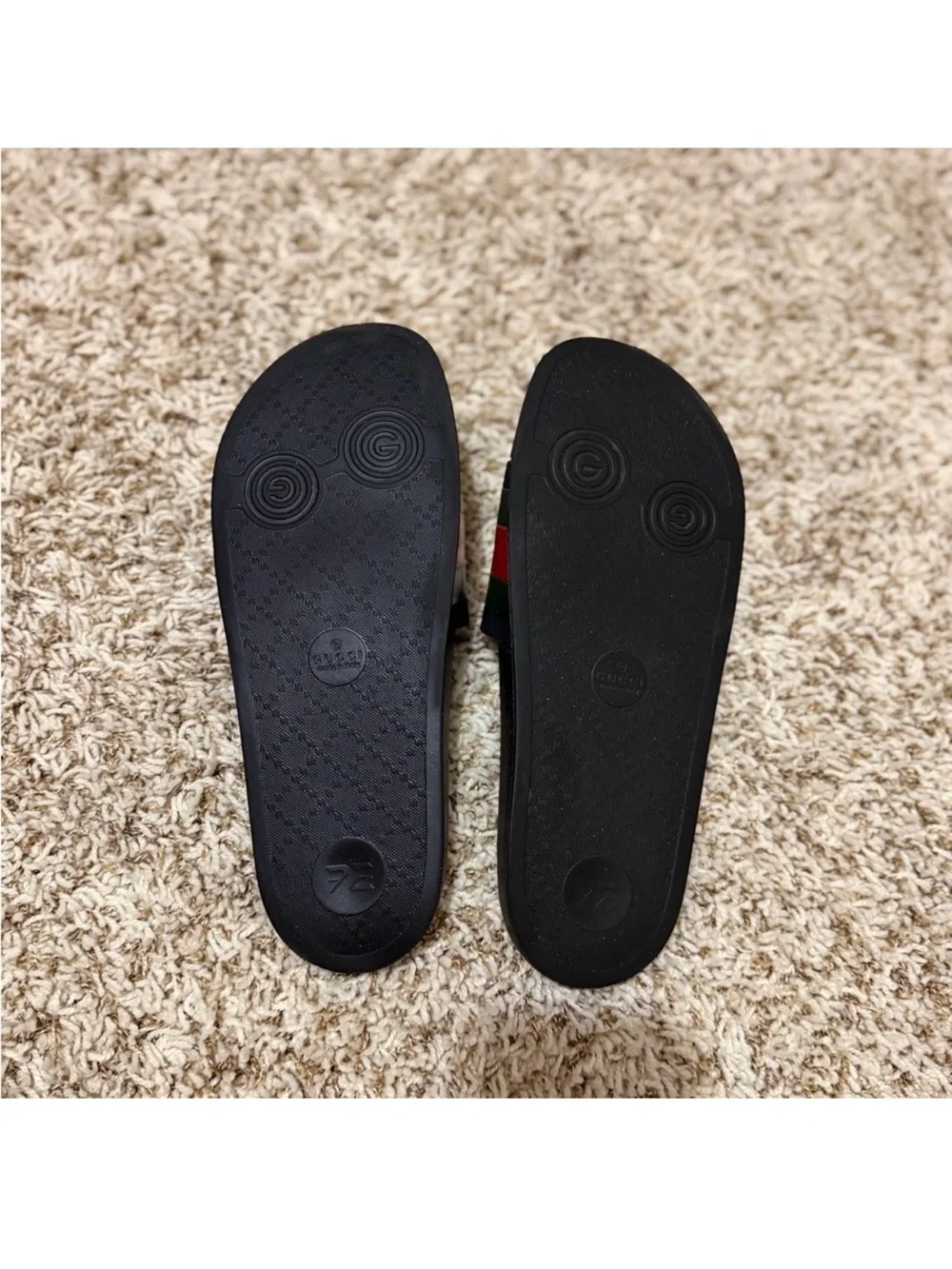 Gucci Black Slides with Green and Red Stripe Men's Sandals